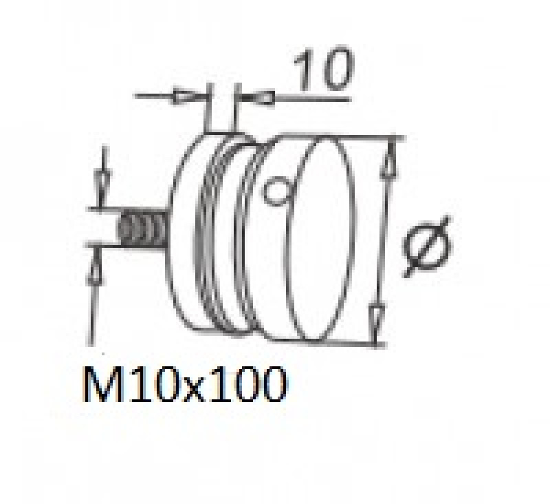 Рутель Inoxstore  Ø50х10 мм литой, монтажный  винт М10х100 мм, полированный, AISI 304