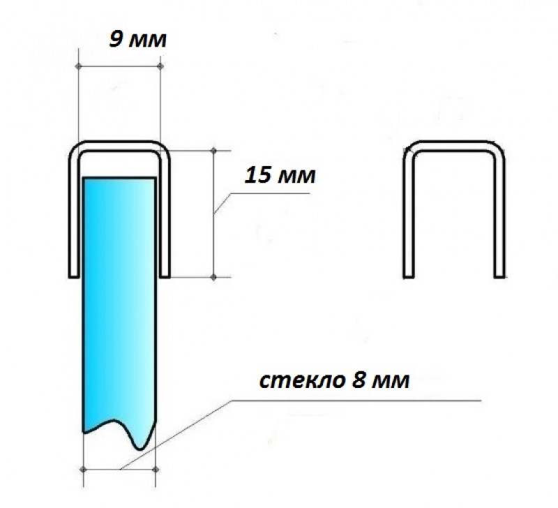 Поручень Inoxstore П-образный под стекло 8 мм, L-2000 мм, полированный, AISI 304