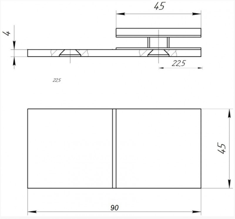 Крепление стекло-стена Inoxstore 45х90х4 мм на 135°, полированный, AISI 304