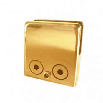 Стеклодержатель Inoxstore штампованный квадратный 45х45х25 мм / Ø 0 мм, под стекло 8 мм, AISI 304, золото